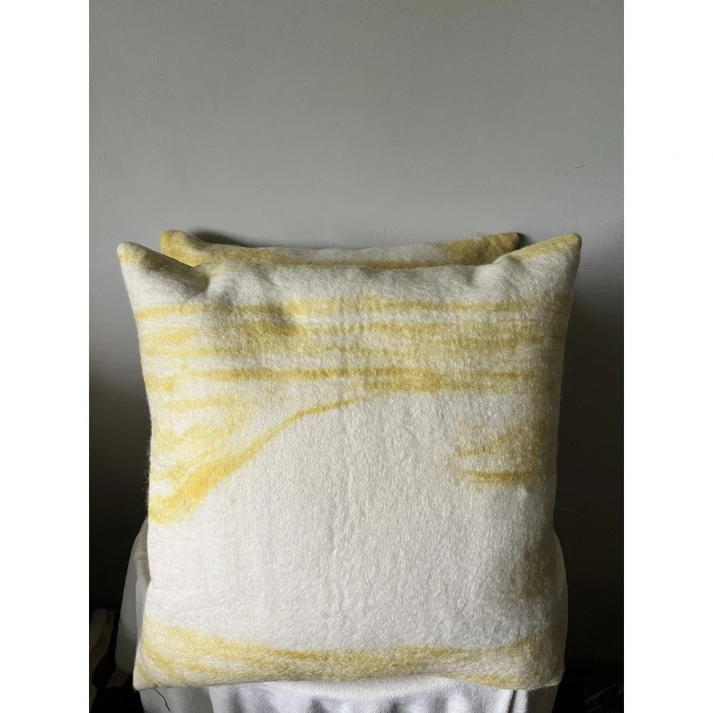 Set Of 2 Yellow Felt Radiating Pillow Cover Only by West Elm Pair 19